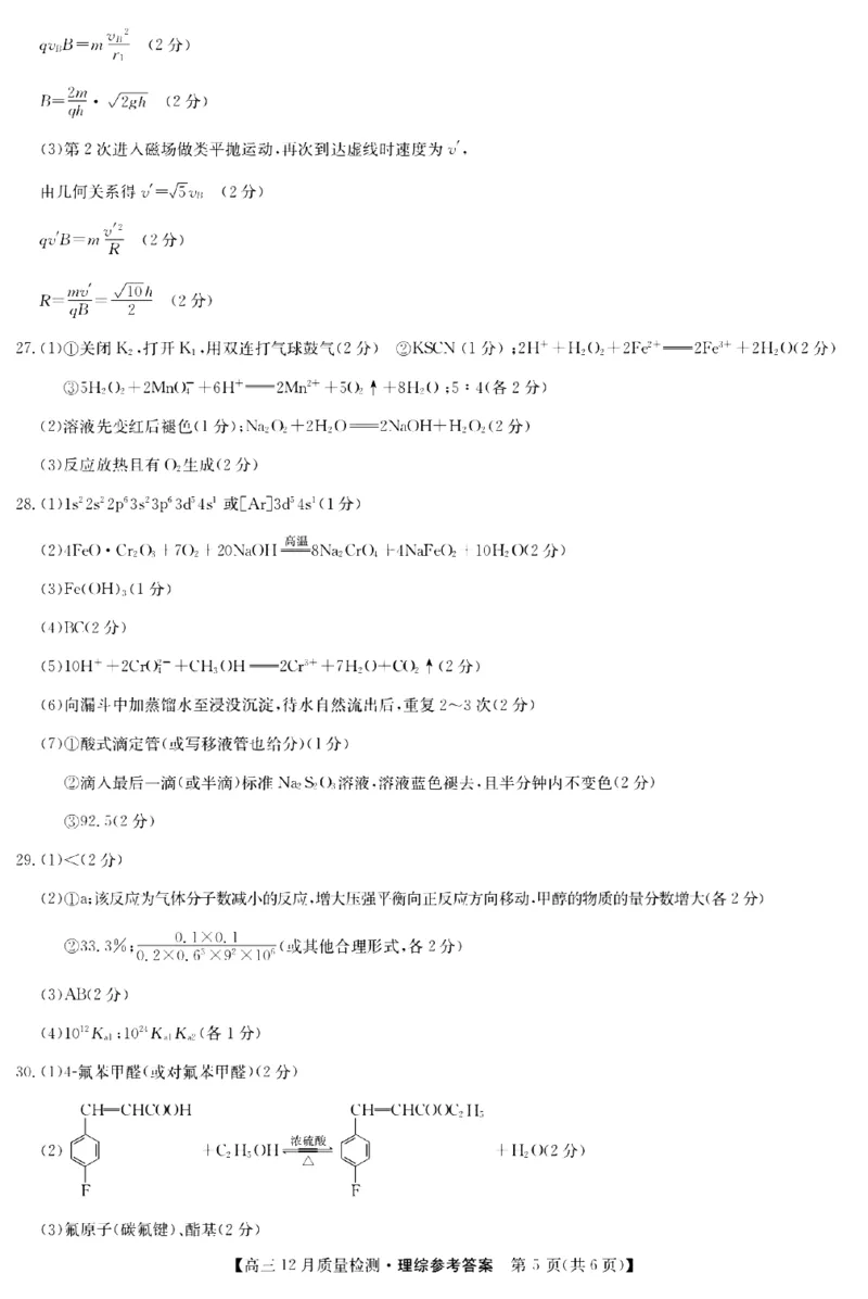 理综答案_4.2025物理总复习_2023年新高复习资料_3物理高考模拟题_新高考_2023届九师联盟高三12月巩固卷理综_2023届九师联盟高三12月巩固卷理综