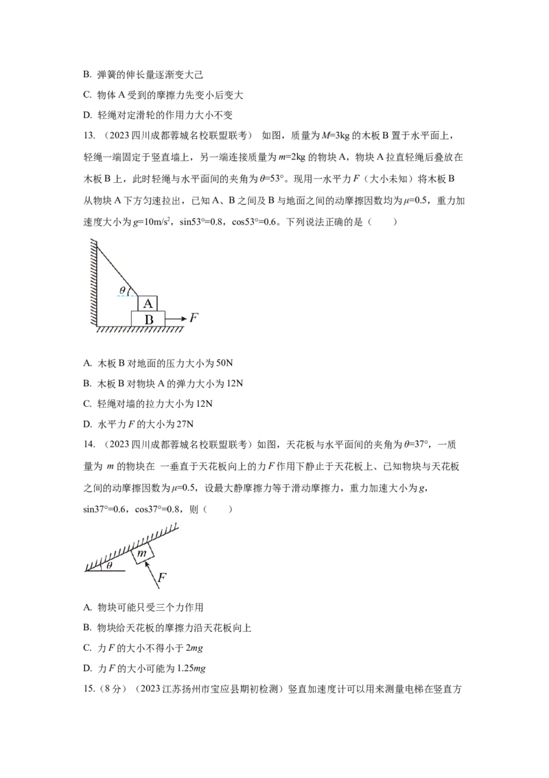 专题2.力与平衡（原卷版）_4.2025物理总复习_2023年新高复习资料_二轮复习_2023年高考物理二轮复习二十五专题精练287608825_专题2力与平衡-2023年高考物理二轮复习二十五专题精练