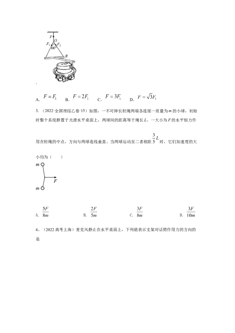 专题2.力与平衡（原卷版）_4.2025物理总复习_2023年新高复习资料_二轮复习_2023年高考物理二轮复习二十五专题精练287608825_专题2力与平衡-2023年高考物理二轮复习二十五专题精练