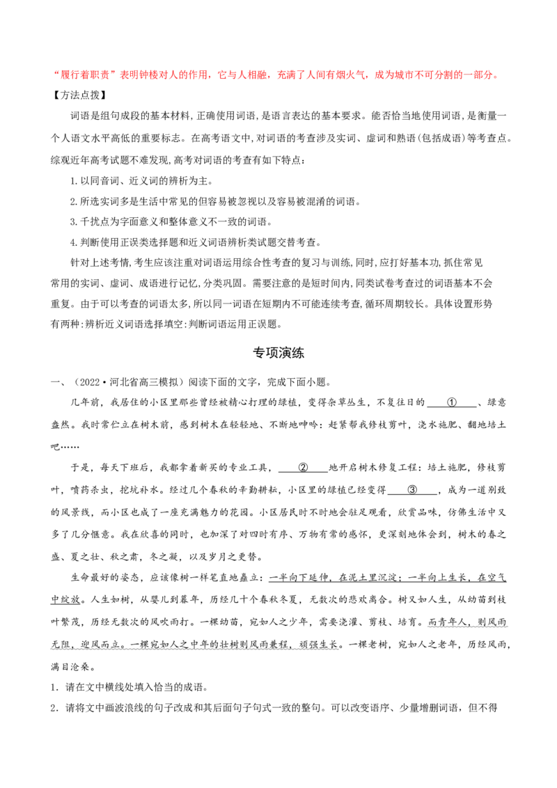 专练06语言文字运用Ⅰ-2023年高考语文二轮专项复习练（新高考）（解析版）_1.2025语文总复习_2023年新高考资料_二轮复习_2023年高考语文二轮专项复习练（新高考）