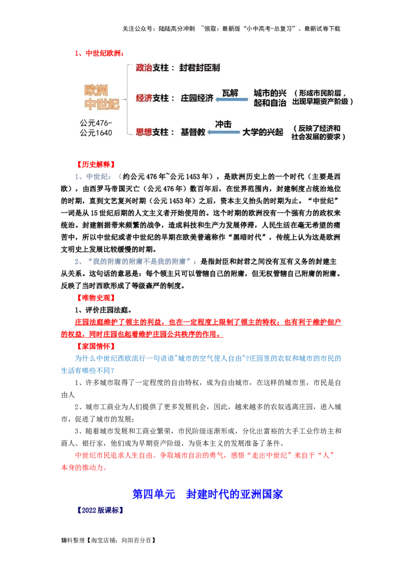 九年级历史上册-背诵秘笈2024年中考历史复习6册教材常考知识点集锦（部编版）_02中考总复习（2026版更新中）_06-历史-中考总复习_2024年中考复习资料_专项复习资料