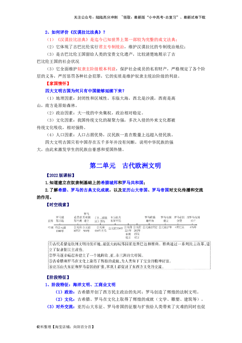 九年级历史上册-背诵秘笈2024年中考历史复习6册教材常考知识点集锦（部编版）_02中考总复习（2026版更新中）_06-历史-中考总复习_2024年中考复习资料_专项复习资料