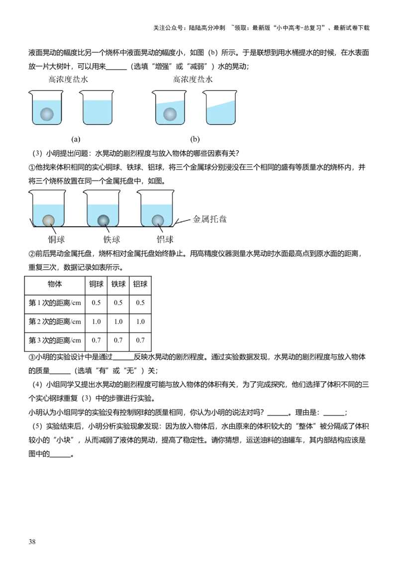 压轴题09压强与浮力实验题（原卷版）_02中考总复习（2026版更新中）_04-物理-中考总复习_2024年中考复习资料_三轮复习_2024年中考物理压轴题专项训练（全国通用）
