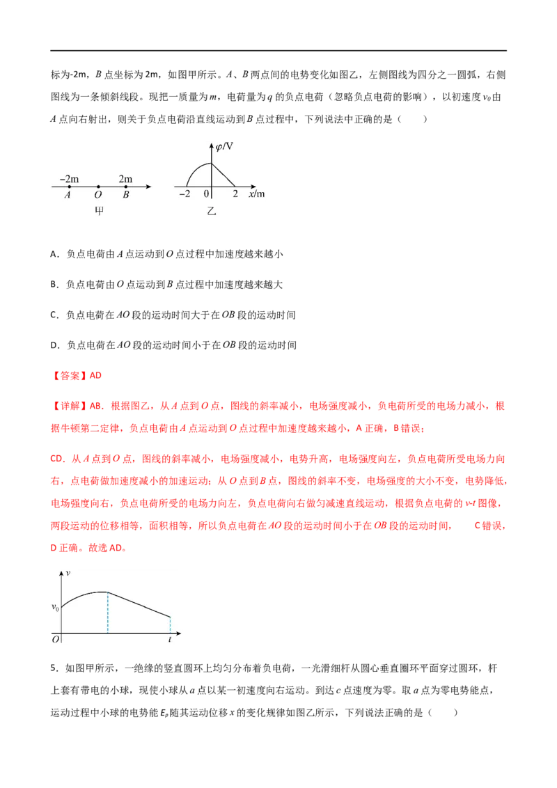 专题45电场中的&phi;-x、Ep-x、E-x三类图像（解析版）_4.2025物理总复习_2023年新高复习资料_一轮复习_2023届高三物理一轮复习多维度导学与分层专练