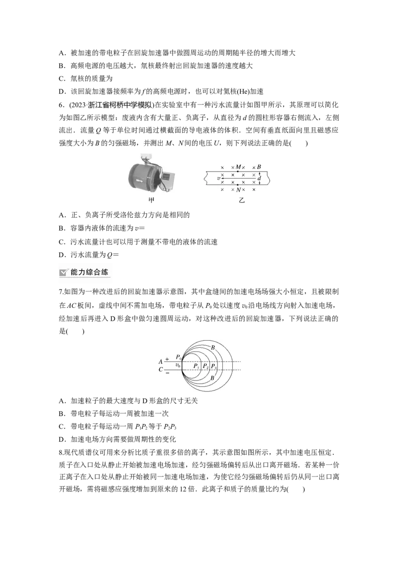 第11章专题强化练109　洛伦兹力与现代科技_4.2025物理总复习_2024年新高考资料_1.2024一轮复习_2024年高考物理一轮复习讲义（新人教版）_学生版在此文件夹_一轮复习85练