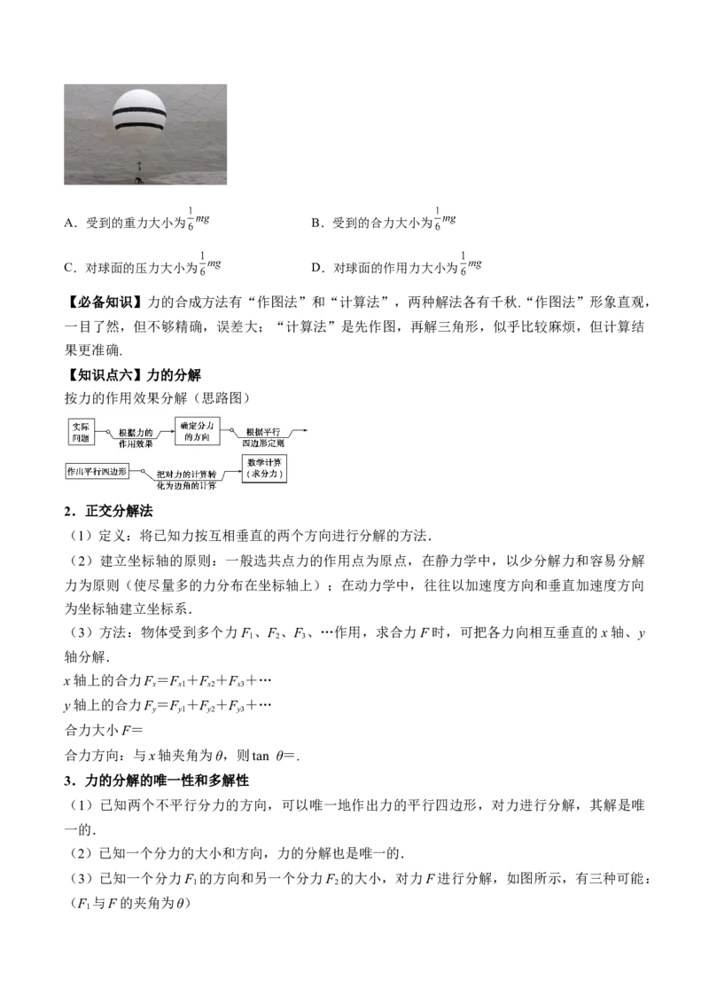 专题2.1　重力　弹力　摩擦力力的合成和分解讲&mdash;&mdash;2023年高考物理一轮复习讲练测（新教材新高考通用）（原卷版）_4.2025物理总复习_2023年新高复习资料_一轮复习