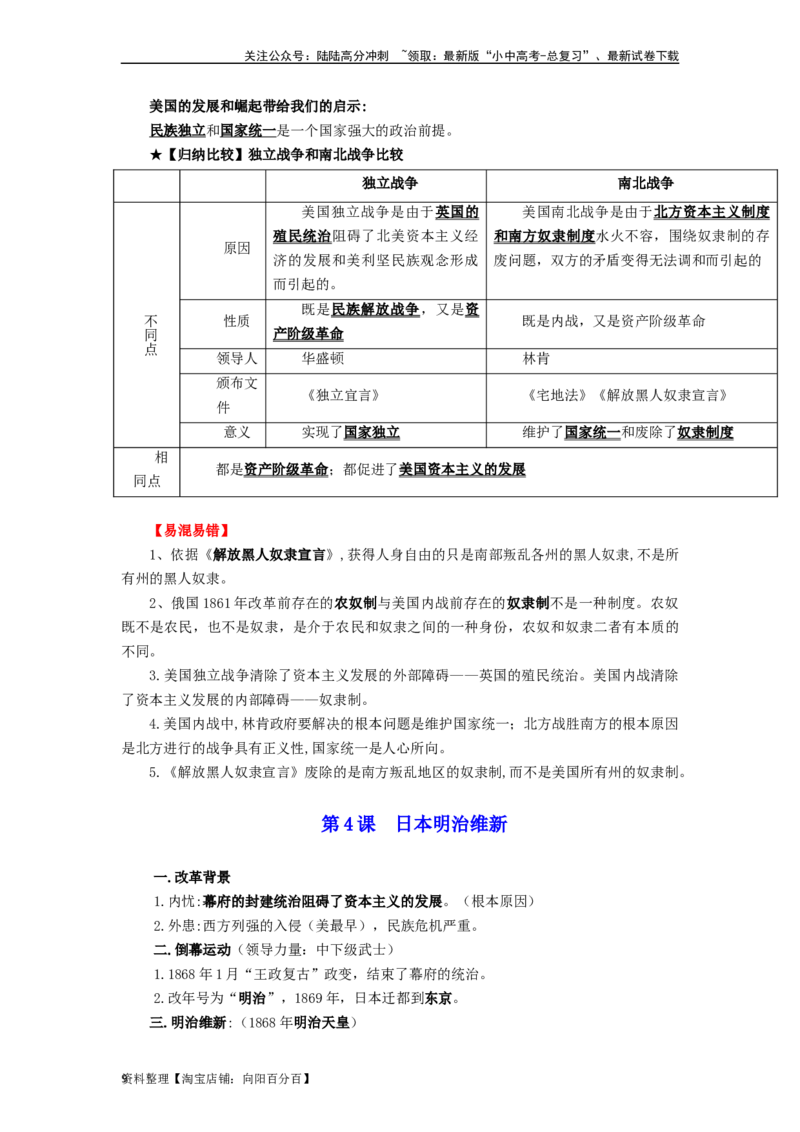 九年级历史下册-背诵秘笈2024年中考历史复习6册教材常考知识点集锦（部编版）_02中考总复习（2026版更新中）_06-历史-中考总复习_2024年中考复习资料_专项复习资料