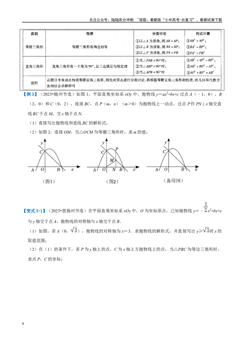 压轴题01二次函数图象性质与几何问题（3题型+2类型+解题模板+技巧精讲）（原卷版）_02中考总复习（2026版更新中）_02-数学-中考总复习_2024年中考复习资料_一轮复习资料_❤压轴题❤