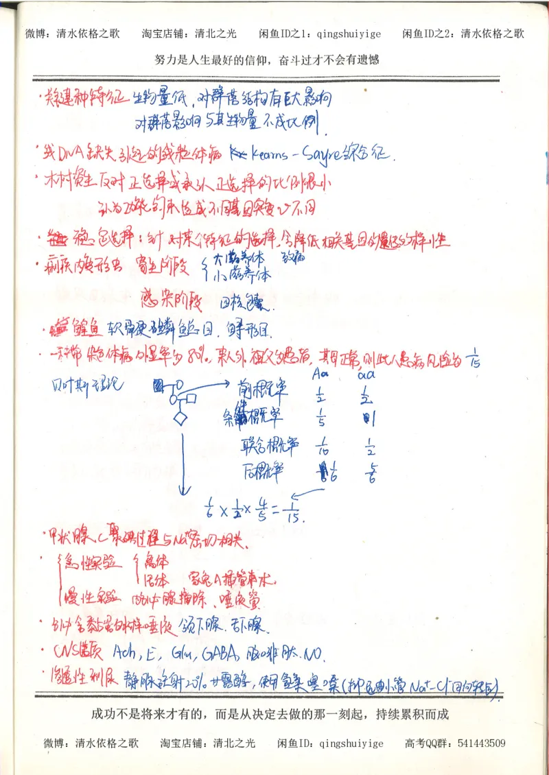 7.衡水中学高考积累与改错_高三生物奥赛（第3本）_93页_高中衡水学霸笔记_高中全部赠品_错题集高中九科_生物积累与改错