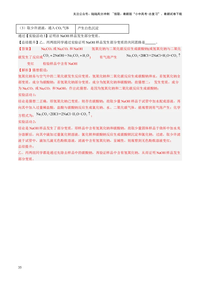微专题11实验探究-备战2024年中考化学一轮复习考点帮（人教版）（解析版）_02中考总复习（2026版更新中）_05-化学-中考总复习_2024年中考复习资料_一轮复习资料_微专题突破