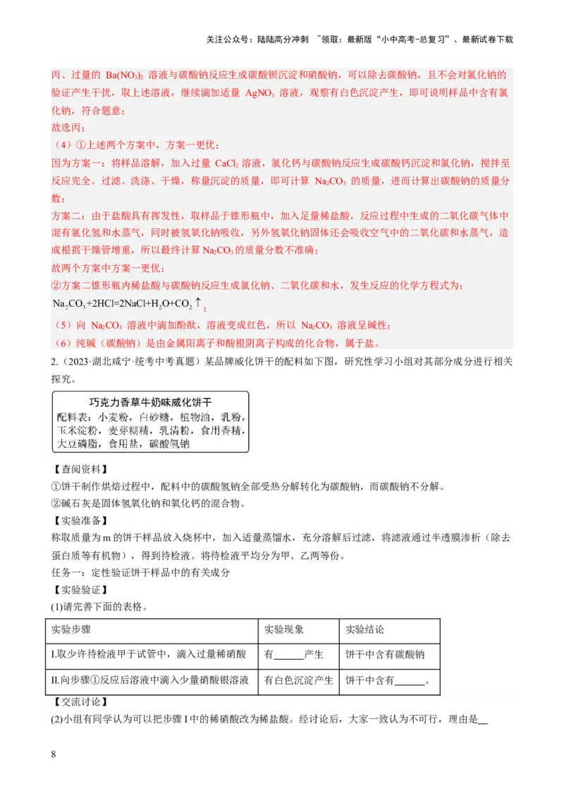 微专题11实验探究-备战2024年中考化学一轮复习考点帮（人教版）（解析版）_02中考总复习（2026版更新中）_05-化学-中考总复习_2024年中考复习资料_一轮复习资料_微专题突破