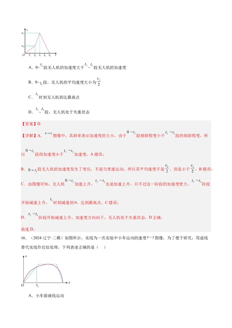 押广东卷选择题1运动学、振动、波动图像（解析版）_4.2025物理总复习_2024年新高考资料_5.2024三轮冲刺_备战2024年高考物理临考题号押题（广东专用）324210116