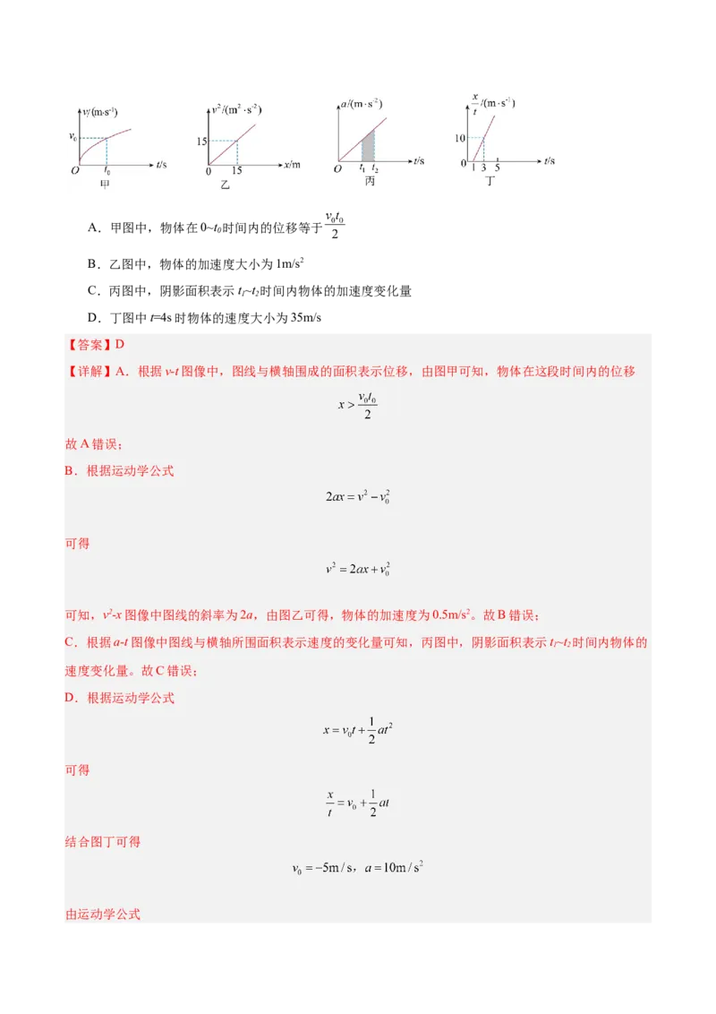 押广东卷选择题1运动学、振动、波动图像（解析版）_4.2025物理总复习_2024年新高考资料_5.2024三轮冲刺_备战2024年高考物理临考题号押题（广东专用）324210116