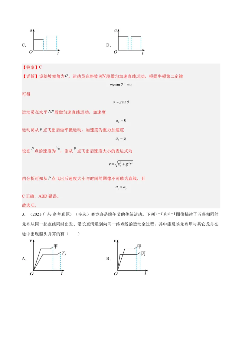 押广东卷选择题1运动学、振动、波动图像（解析版）_4.2025物理总复习_2024年新高考资料_5.2024三轮冲刺_备战2024年高考物理临考题号押题（广东专用）324210116