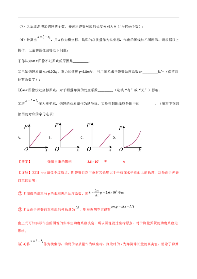 专题12探究弹簧弹力与形变量的关系（解析版）_4.2025物理总复习_2023年新高复习资料_一轮复习_2023届高三物理一轮复习多维度导学与分层专练
