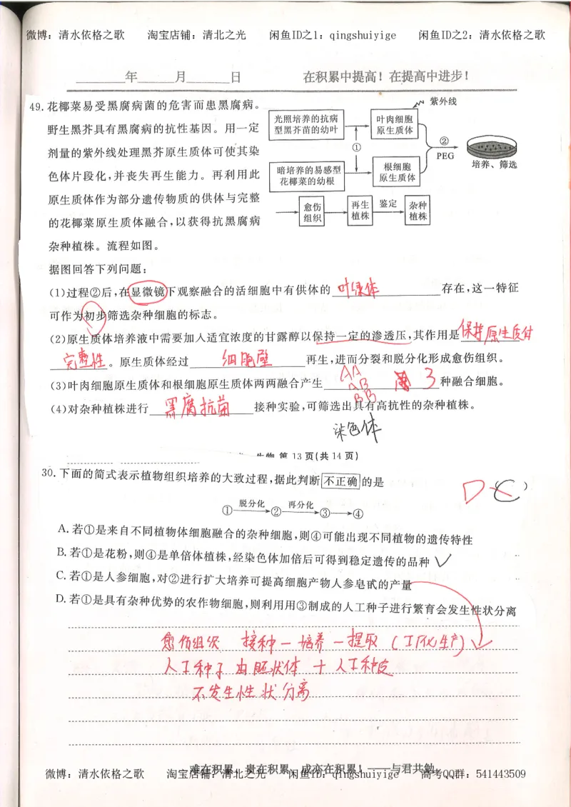 4.衡水中学高考积累与改错_高二生物（第2本）_78页_高中衡水学霸笔记_高中全部赠品_错题集高中九科_生物积累与改错
