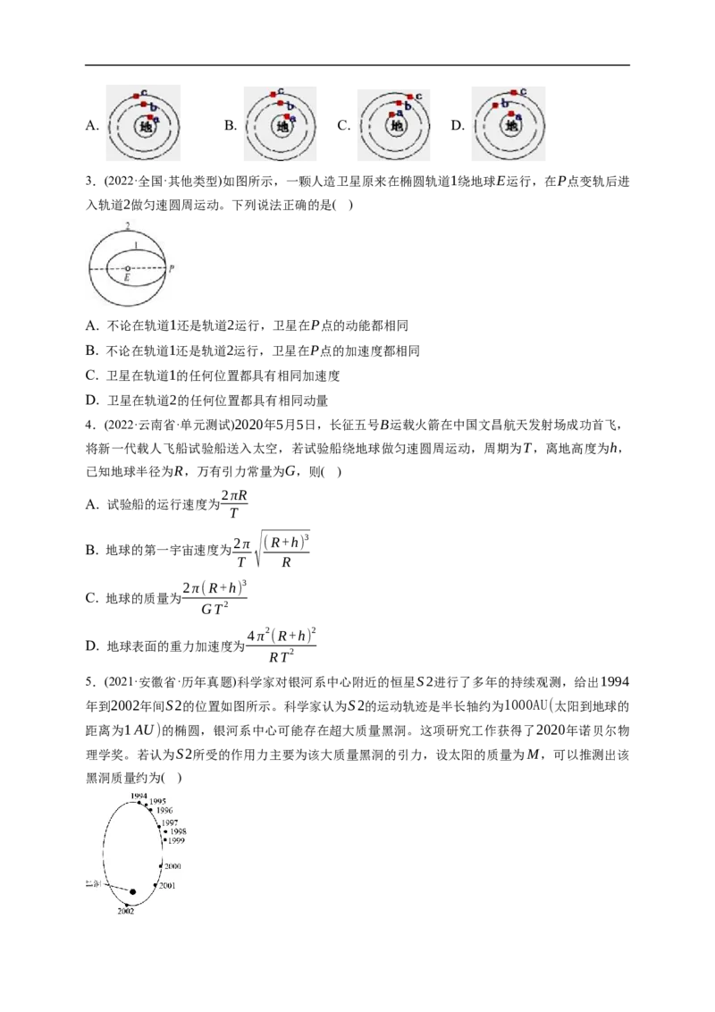 第02练　人造卫星　宇宙速度（原卷版）_4.2025物理总复习_2023年新高复习资料_一轮复习_2023年高考物理一轮复习小题多维练（新高考专用）_第五章　万有引力与宇宙航行