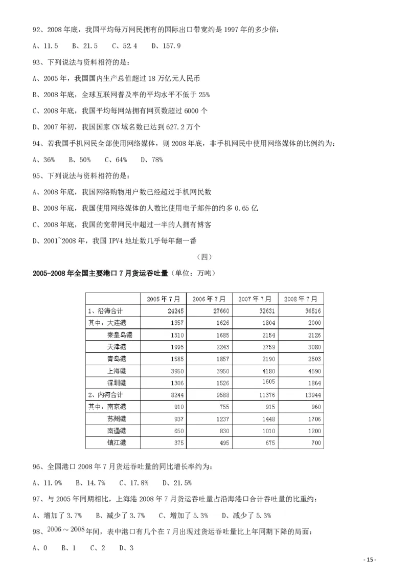 2010年425公务员联考《行测》（云南、湖南、海南、山东、内蒙古、重庆、广西、辽宁、宁夏、陕西、天津）_34省+国考真题_34省考+国考pdf版推荐用这个版本_海南公务员考试真题pdf版