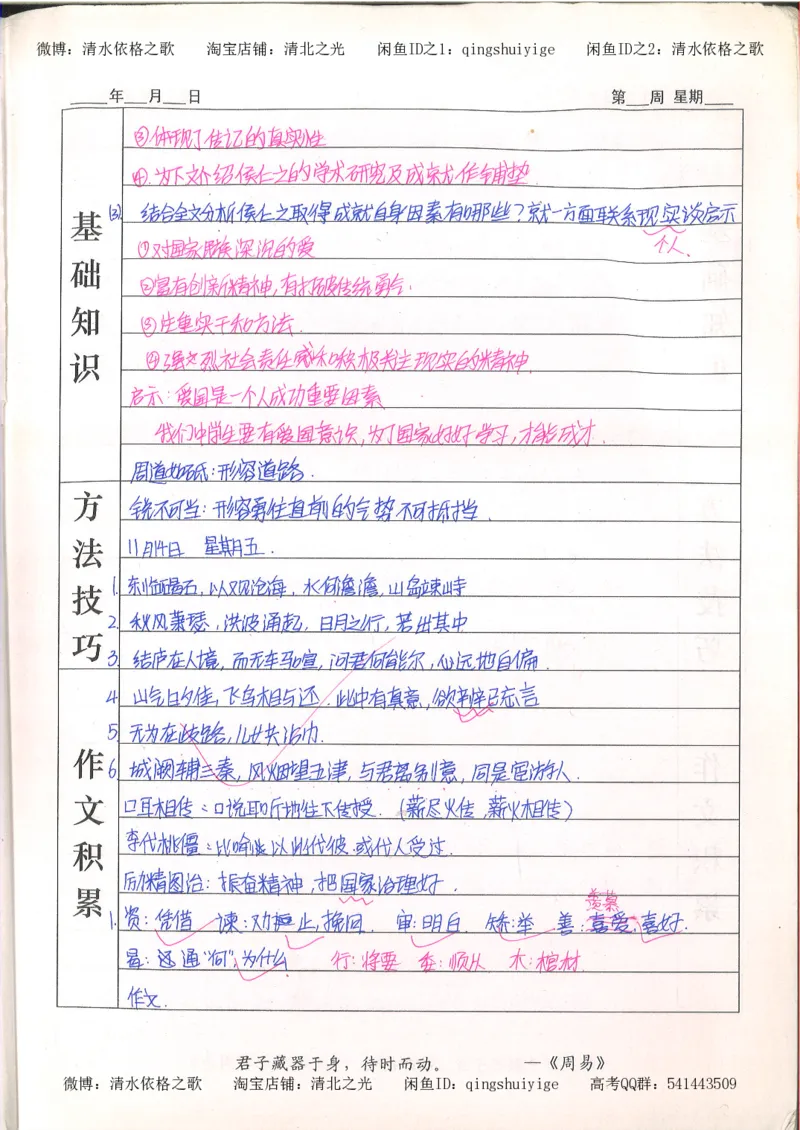 7.衡水中学高考积累与改错_高三语文（第3本）_120页_高中衡水学霸笔记_高中全部赠品_错题集高中九科_语文积累与改错