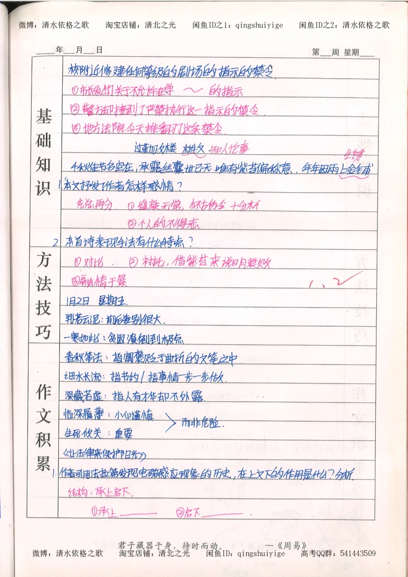 7.衡水中学高考积累与改错_高三语文（第3本）_120页_高中衡水学霸笔记_高中全部赠品_错题集高中九科_语文积累与改错
