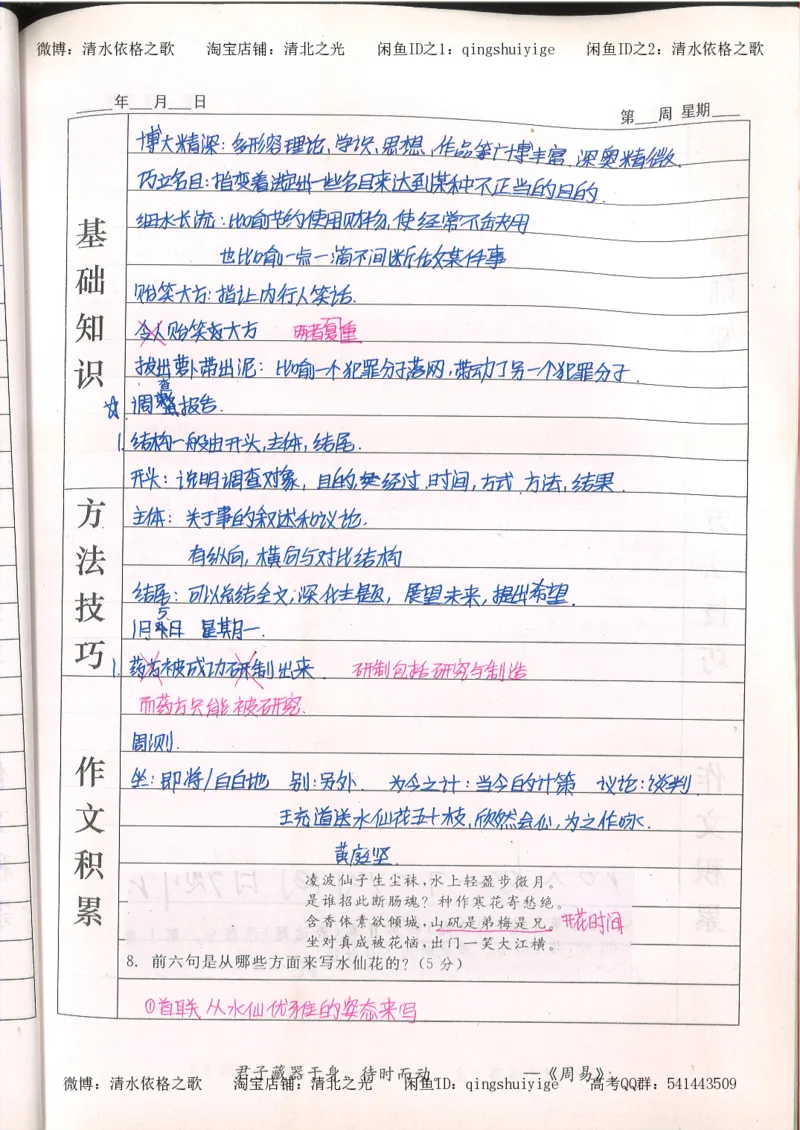 7.衡水中学高考积累与改错_高三语文（第3本）_120页_高中衡水学霸笔记_高中全部赠品_错题集高中九科_语文积累与改错