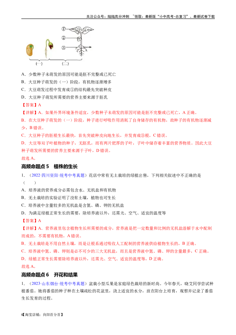 清单03生物圈中有哪些绿色植物+被子植物的一生（6大考点+6大高频命题点）（教师版）_02中考总复习（2026版更新中）_08-生物-中考总复习_2024年中考复习资料_一轮复习