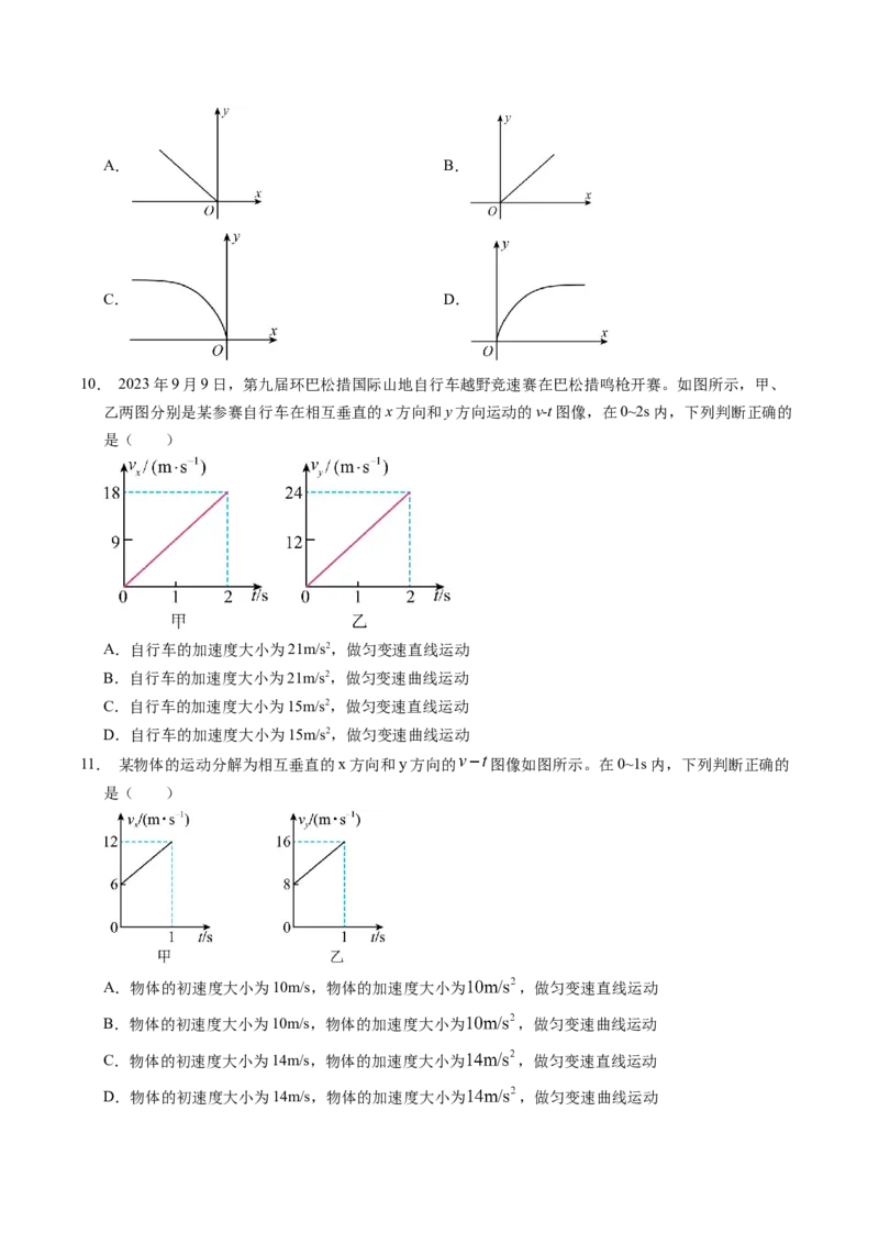 押第1题：曲线运动-备战2024年高考物理临考题号押题（（辽宁、黑龙江、吉林专用））（原卷版）_4.2025物理总复习_2024年新高考资料_5.2024三轮冲刺