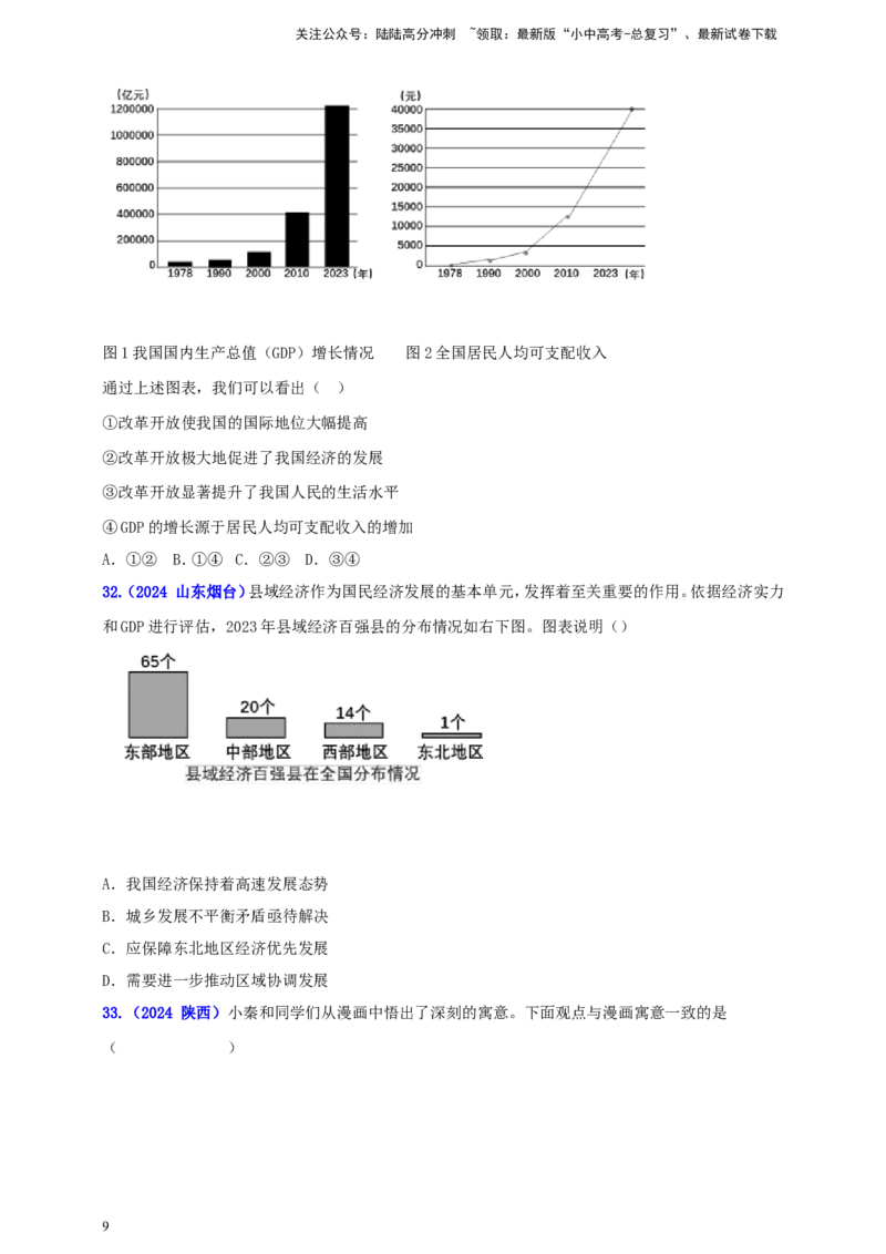 九上第一单元&nbsp;富强与创新（富强）（学生版）_02中考总复习（2026版更新中）_07-道法-中考总复习_2025中考复习资料_中考道德与法治真题分类汇编（单元汇编）