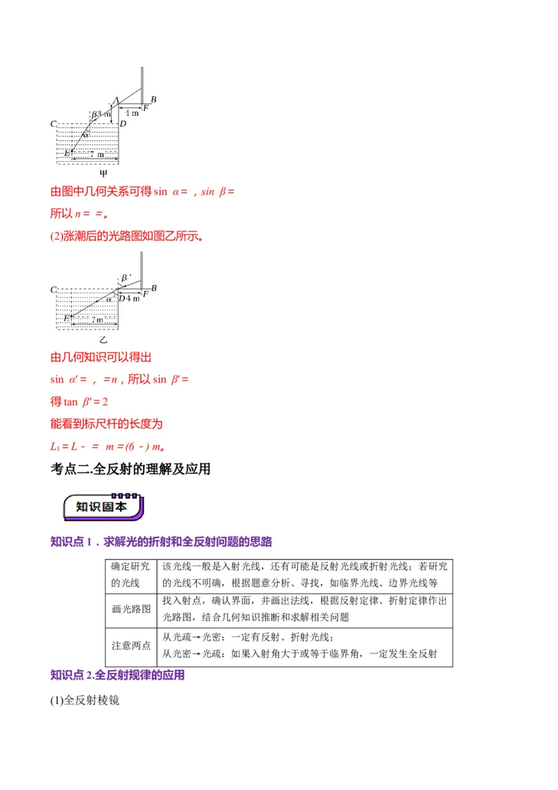 第60讲光的折射全反射（讲义）（解析版）_4.2025物理总复习_2025年新高考资料_一轮复习_2025年高考物理一轮复习讲练测（新教材新高考）
