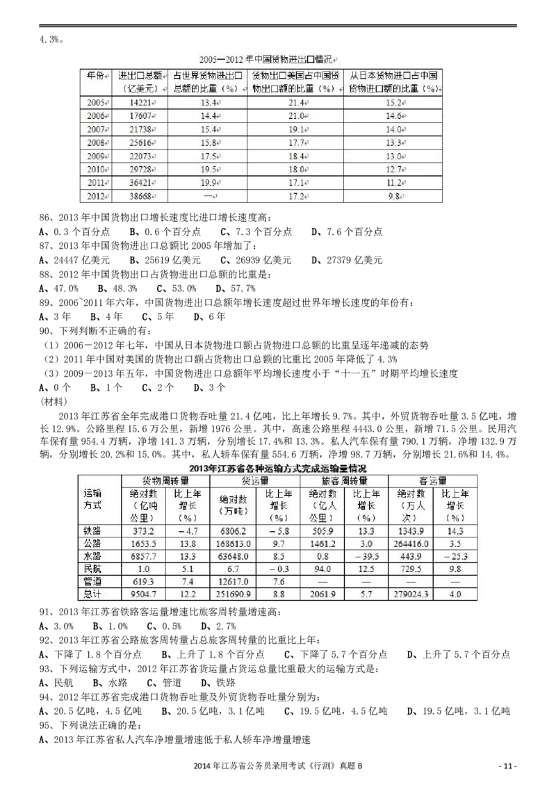 2014年0323江苏公务员考试《行测》真题（B卷）_34省+国考真题_34省考+国考pdf版推荐用这个版本_34省行测+申论真题pdf推荐用这个版本_江苏公务员考试真题pdf版_行测题目