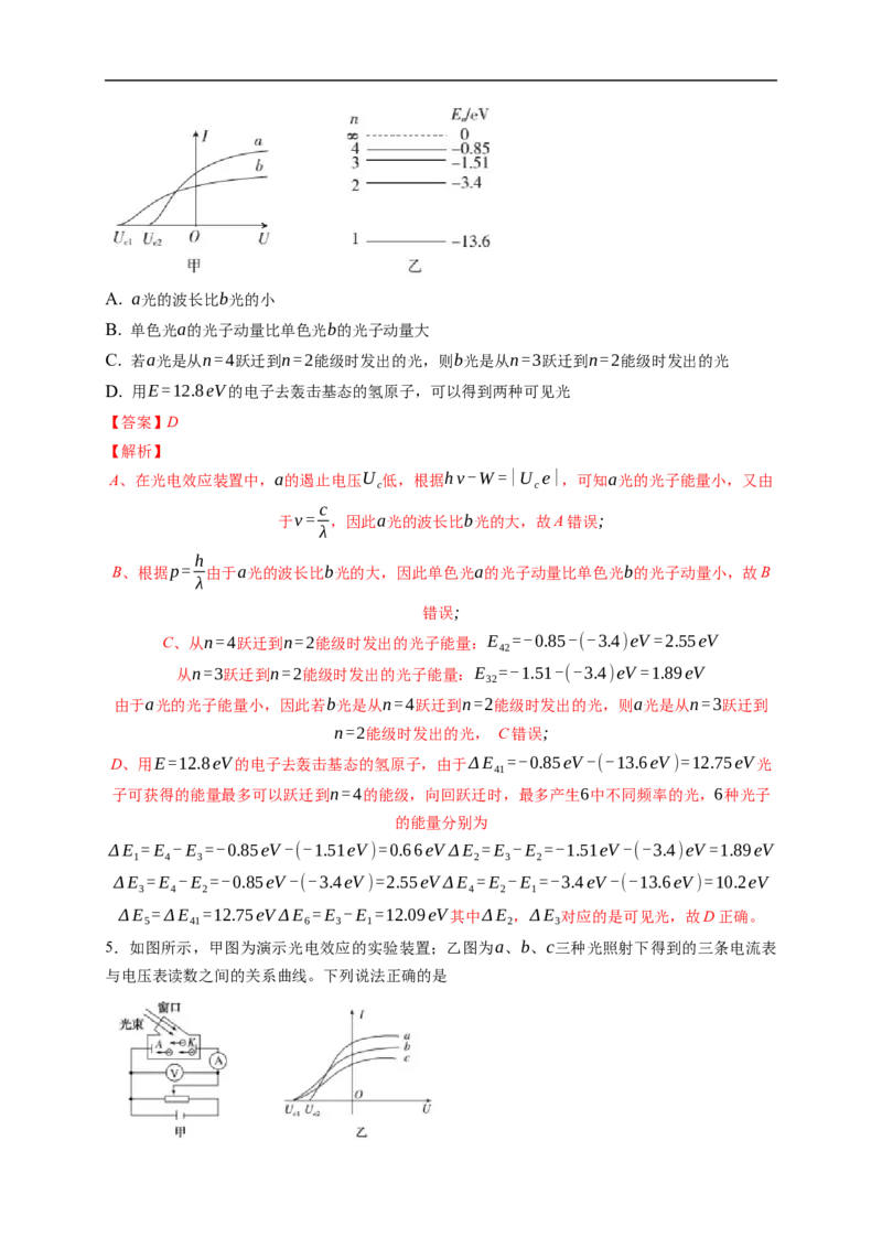 第01练　光电效应　波粒二象性（解析版）_4.2025物理总复习_2023年新高复习资料_一轮复习_2023年高考物理一轮复习小题多维练（新高考专用）_第十六章　近代物理