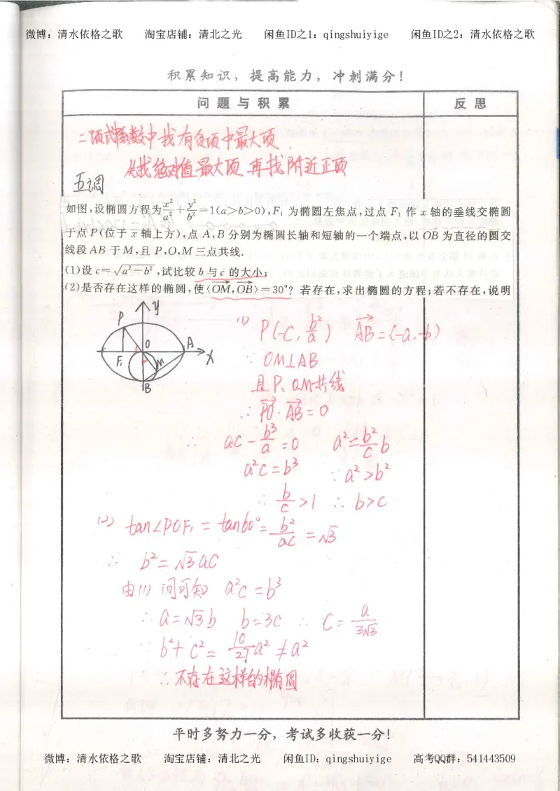 4.衡水中学高考积累与改错_高二数学（第2本）_86页_高中衡水学霸笔记_高中全部赠品_错题集高中九科_数学积累与改错