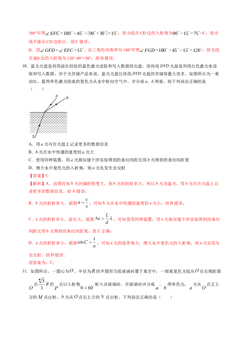 押第4题：光学-备战2024年高考物理临考题号押题（辽宁、黑龙江、吉林专用）（解析版）_4.2025物理总复习_2024年新高考资料_5.2024三轮冲刺
