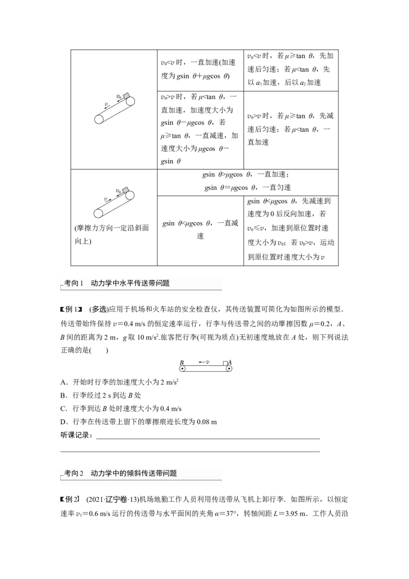 第3章专题强化5　传送带模型和&ldquo;滑块&mdash;木板&rdquo;模型_4.2025物理总复习_2024年新高考资料_1.2024一轮复习_2024年高考物理一轮复习讲义（新人教版）_学生版在此文件夹_大一轮复习讲义