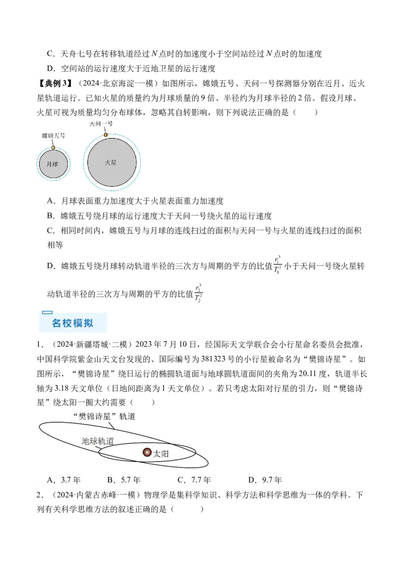 秘籍06天体运动中的五类热点问题和三大概念理解应用（原卷版）-备战2024年高考物理抢分秘籍_4.2025物理总复习_2024年新高考资料_5.2024三轮冲刺