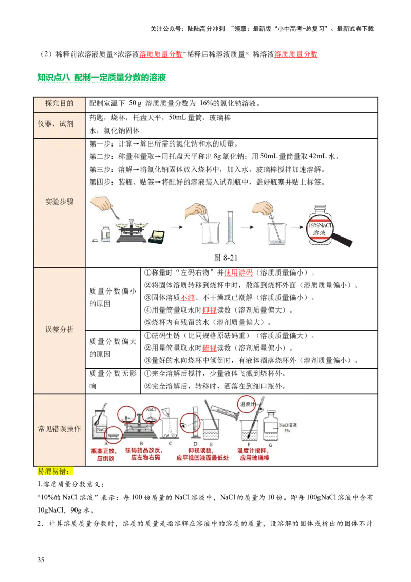 主题二物质的性质和应用Ⅱ&mdash;&mdash;水和溶液（讲练）（解析版）_02中考总复习（2026版更新中）_05-化学-中考总复习_2025年中考复习资料_2025中考二轮课件ppt+讲义+练习化学_讲义+练习