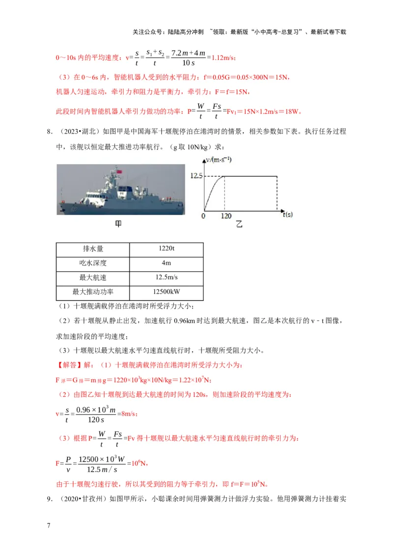 图像题02摩擦力、浮力、功和机械能（解析版）_02中考总复习（2026版更新中）_04-物理-中考总复习_2024年中考复习资料_二轮复习_（讲义+练习）2024年中考物理二轮题型专项复习