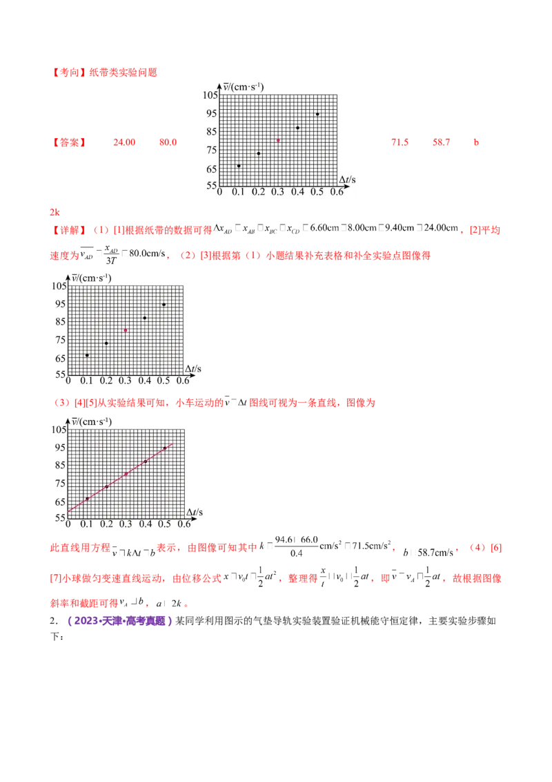 专题19力学实验（讲义）（解析版）_4.2025物理总复习_2024年新高考资料_2.2024二轮复习_2024年高考物理二轮复习讲练测（新教材新高考）