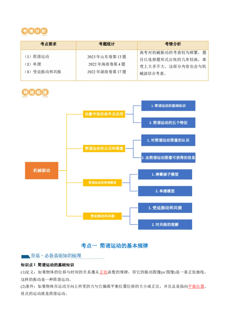 第34讲机械振动（讲义）（解析版）_4.2025物理总复习_2024年新高考资料_1.2024一轮复习_2024年高考物理一轮复习讲练测（新教材新高考）_第34讲机械振动（讲义）