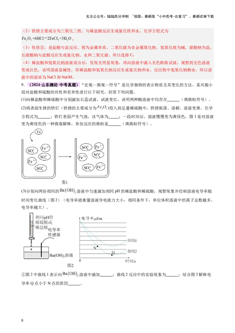 主题二物质的性质和应用Ⅳ━━━常见的酸碱盐（讲练）（解析版）_02中考总复习（2026版更新中）_05-化学-中考总复习_2025年中考复习资料_2025中考二轮课件ppt+讲义+练习化学_讲义+练习