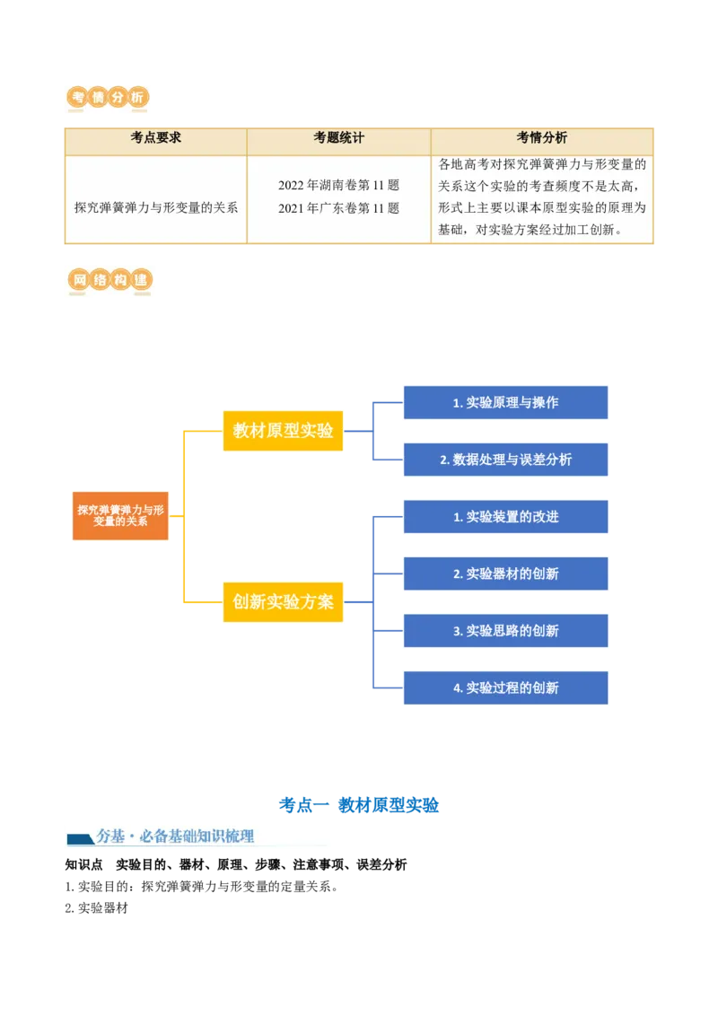 第10讲探究弹簧弹力与形变量的关系（讲义）（解析版）_4.2025物理总复习_2024年新高考资料_1.2024一轮复习_2024年高考物理一轮复习讲练测（新教材新高考）