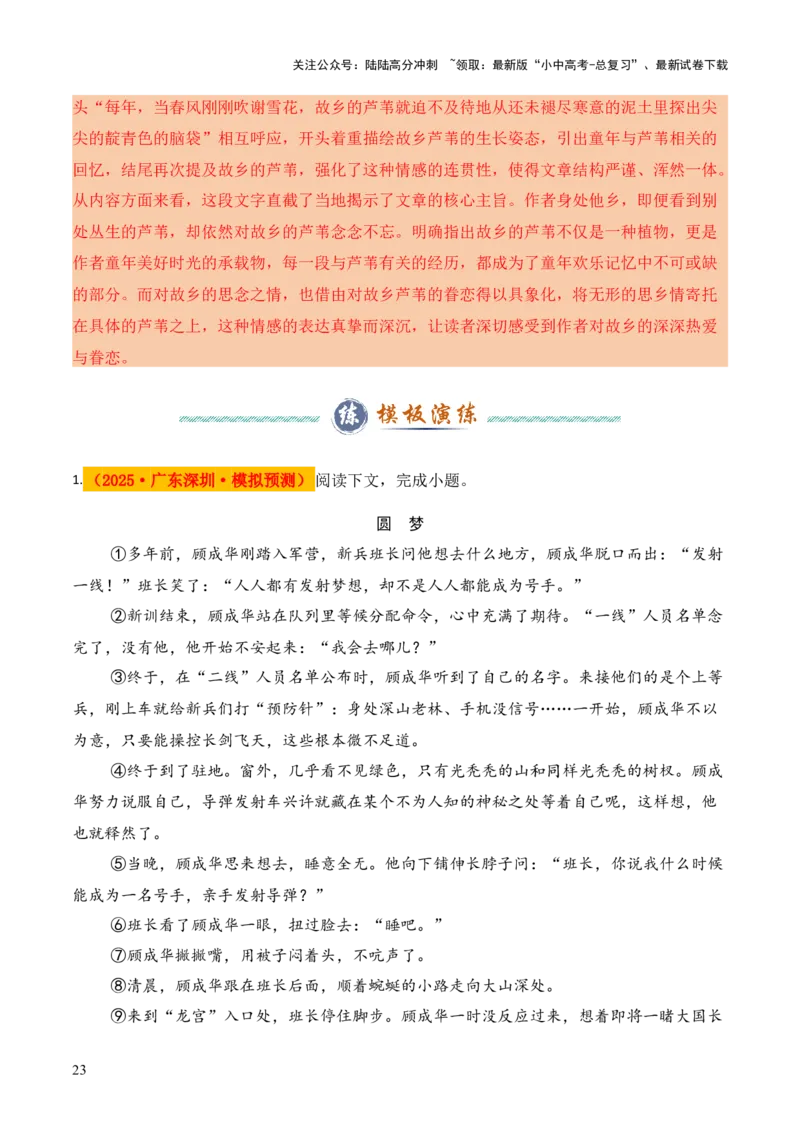 模板04词语、句子、段落（作用、赏析）类题型（答题模板）解析版_02中考总复习（2026版更新中）_01-语文-中考总复习_2025年中考资料_2025年中考语文答题方法模板