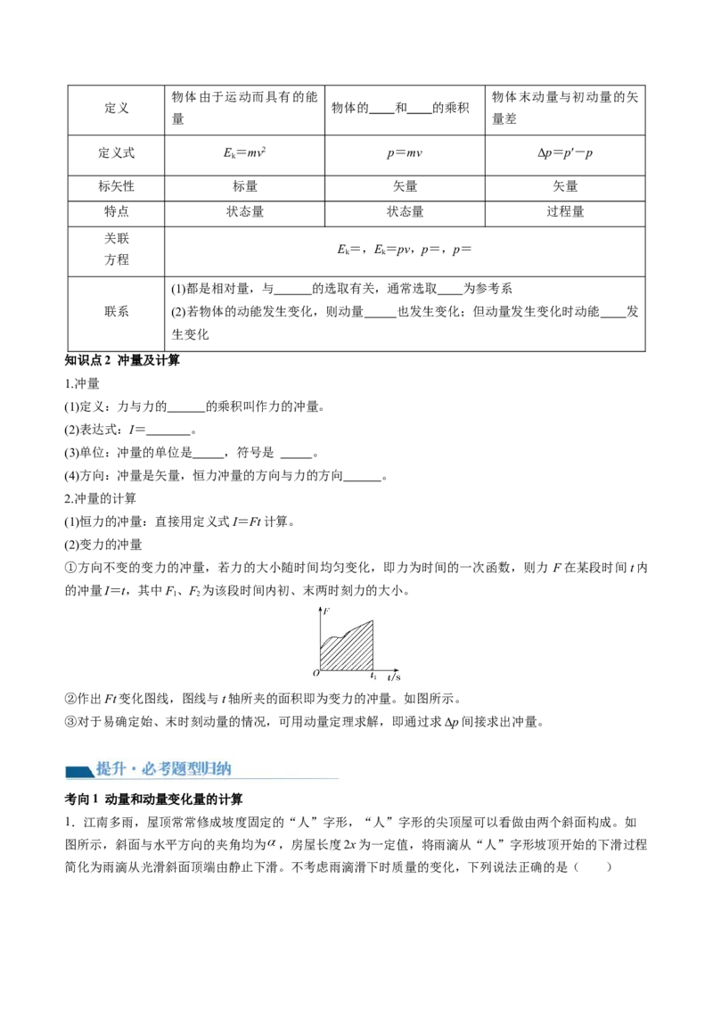 第30讲动量和动量定理（讲义）（原卷版）_4.2025物理总复习_2024年新高考资料_1.2024一轮复习_2024年高考物理一轮复习讲练测（新教材新高考）_第30讲动量和动量定理（讲义）