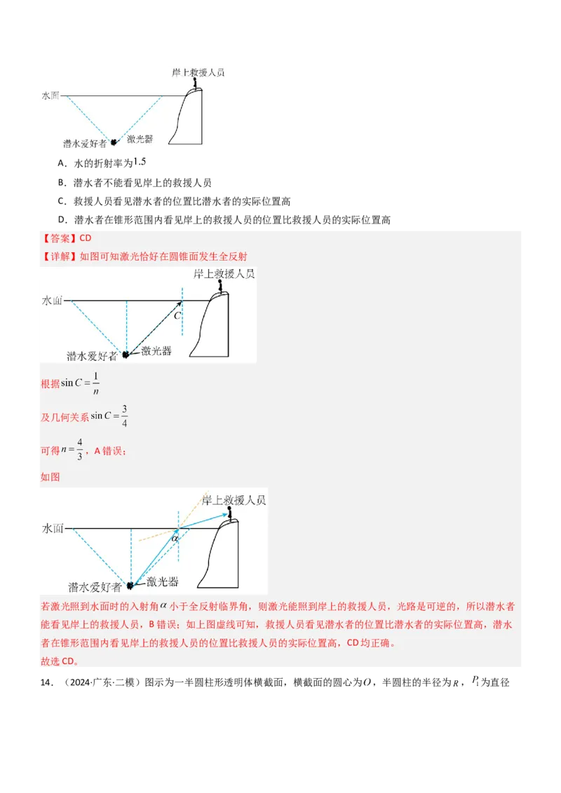压轴题11光学（解析版）_4.2025物理总复习_2024年新高考资料_5.2024三轮冲刺_2024年高考物理压轴题专项训练（新高考通用）_压轴题11光学-2024年高考物理压轴题专项训练（新高考通用）