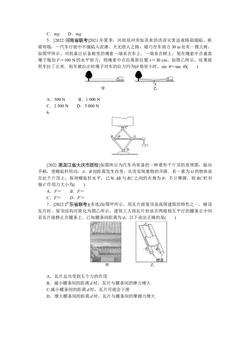 专题9力的合成与分解_4.2025物理总复习_赠品通用版（老高考）复习资料_专项复习_2023《微专题&middot;小练习》&middot;物理&middot;L-5