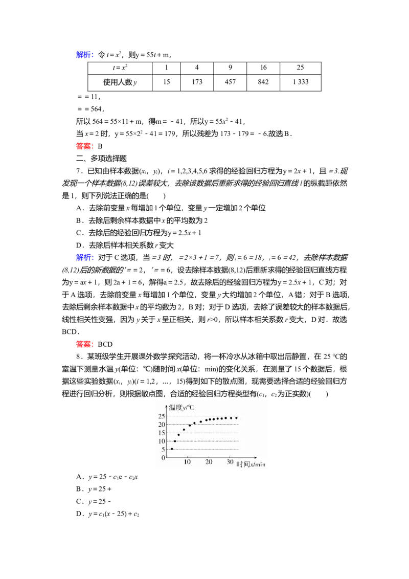 2025届高中数学一轮复习练习：第十章限时跟踪检测(六十一)　成对数据的统计分析（含解析）_2.2025数学总复习_2025年新高考资料_一轮复习