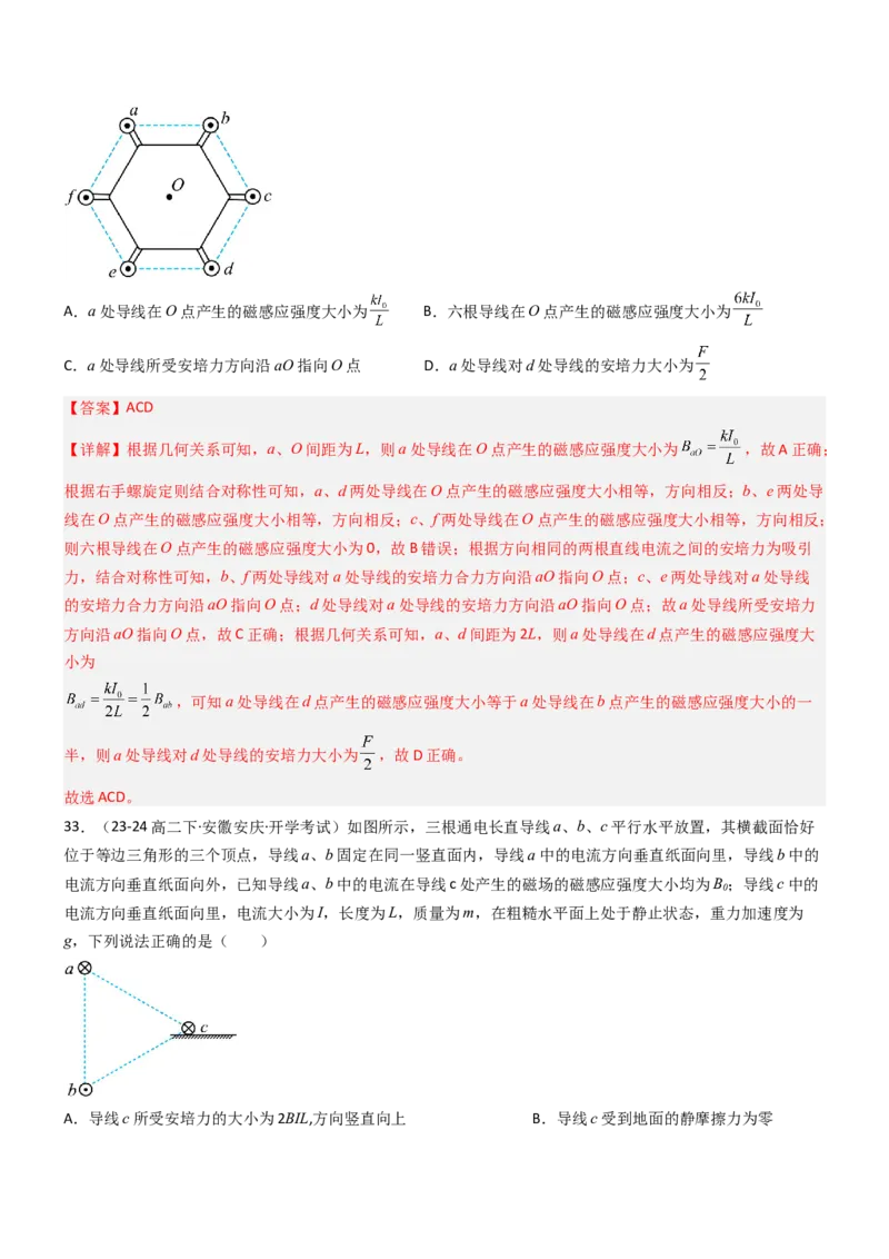 压轴题06安培力（解析版）_4.2025物理总复习_2024年新高考资料_5.2024三轮冲刺_2024年高考物理压轴题专项训练（新高考通用）