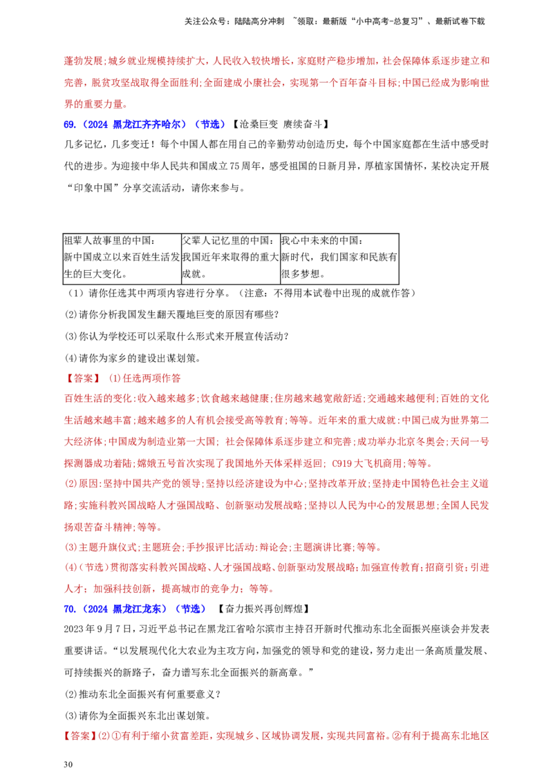 九上第一单元&nbsp;富强与创新（富强）（教师版）_02中考总复习（2026版更新中）_07-道法-中考总复习_2025中考复习资料_中考道德与法治真题分类汇编（单元汇编）