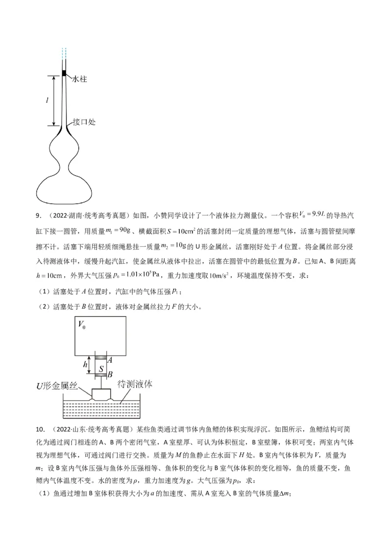 热点13热学中的常见模型（原卷版）_4.2025物理总复习_2024年新高考资料_3.2024专项复习_2024年高考物理热点&middot;重点&middot;难点专练（新高考专用）