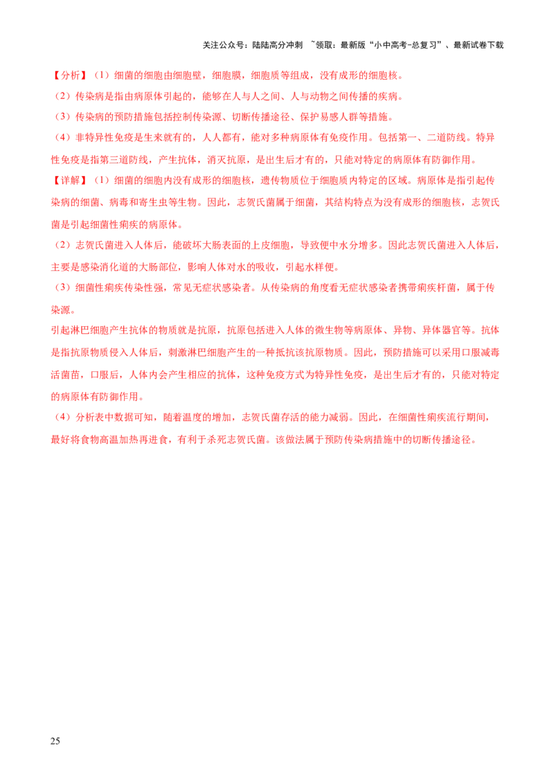 主题05人体生理与健康（测试）（解析版）_02中考总复习（2026版更新中）_08-生物-中考总复习_2025中考复习资料_2025中考二轮课件ppt+讲义+练习生物_测试